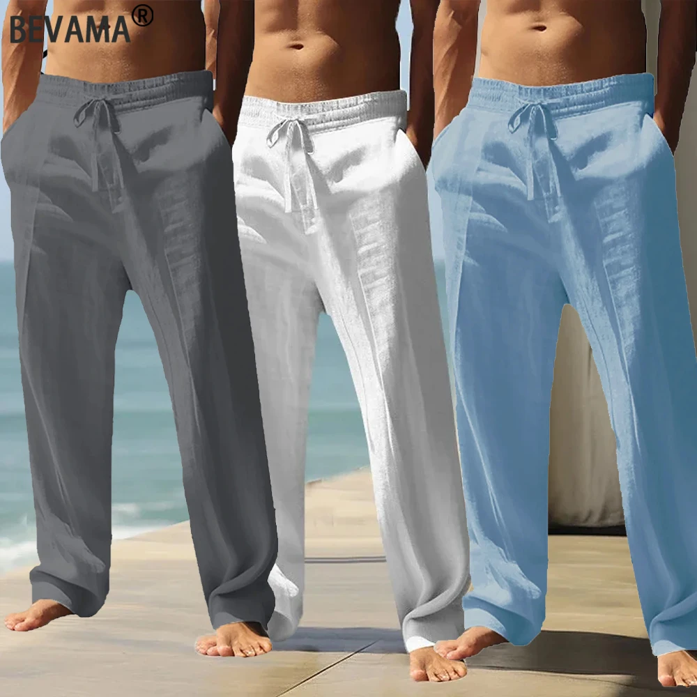 

Men's Lightweight Casual Pants Summer Loose Fit Drawstring Trousers Breathable Pants Elastic Waist Seaside Vacation Hawaii Pants
