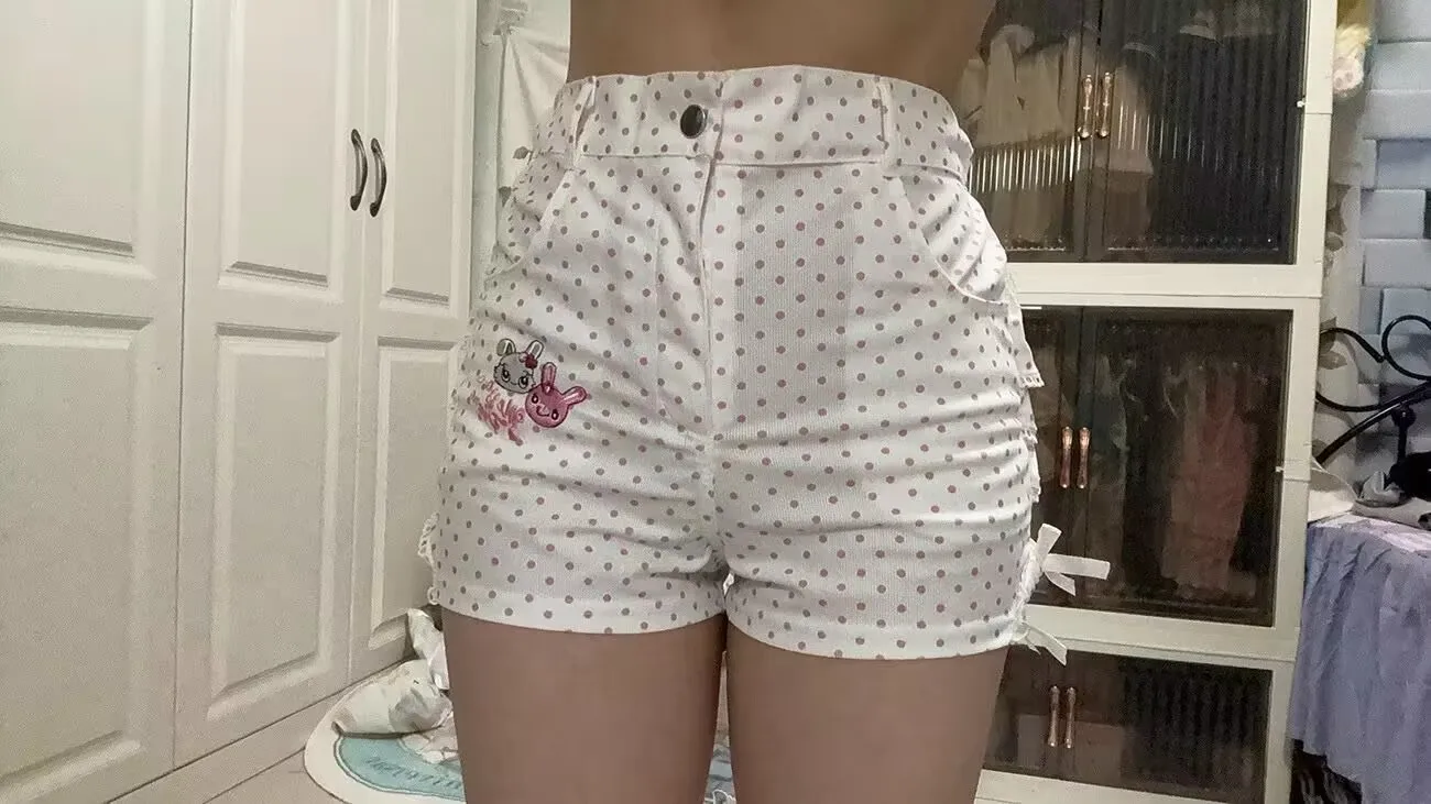 Doce dos desenhos animados bordado lolita shorts para mulheres polka dot print oco para fora arco calças curtas y2k estética bonito kawai shorts