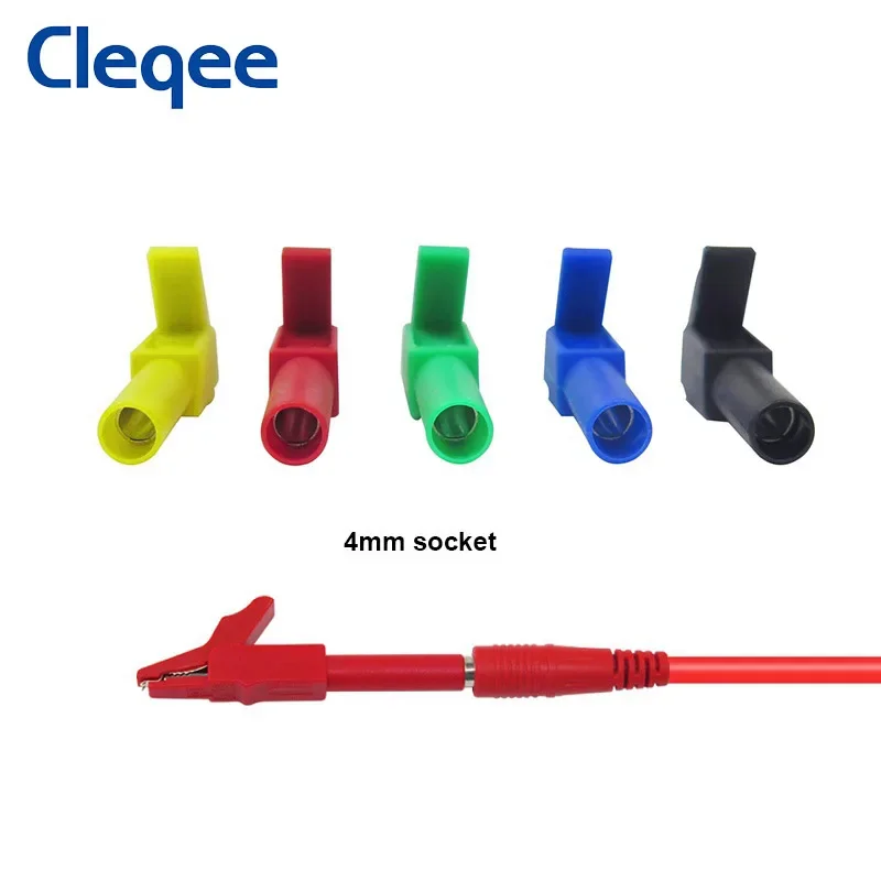 Cleqee P2007 10PCS 56mm Alligator Clips with 4mm Jack for 4mm Banana Plug Safe Crocodile Clamp Test Accessories 300V/15A