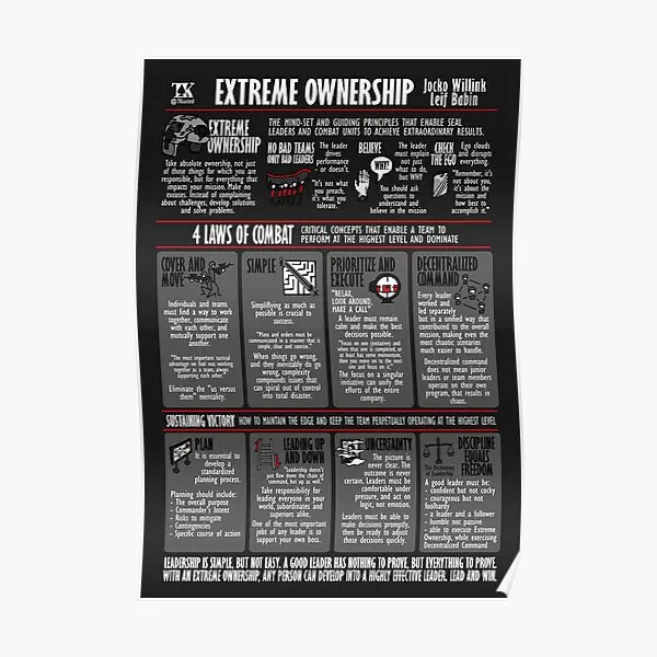 Visual Summary Extreme Ownership Jocko  Poster Print Vintage Modern Funny Home Decor Painting Wall Art Picture No Frame