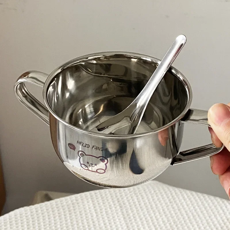 

Children's Bowl with Handle Baby Cutlery Household Cartoon Children's Cutlery Set 304 Stainless Steel