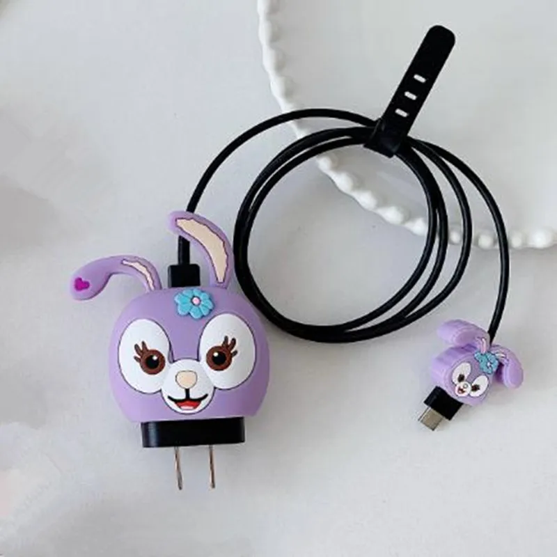 Cartoon Disney Cable Protector Set For Samsung 25W Charger Original  Charger Head Protective Case Data Line Anti Breaking