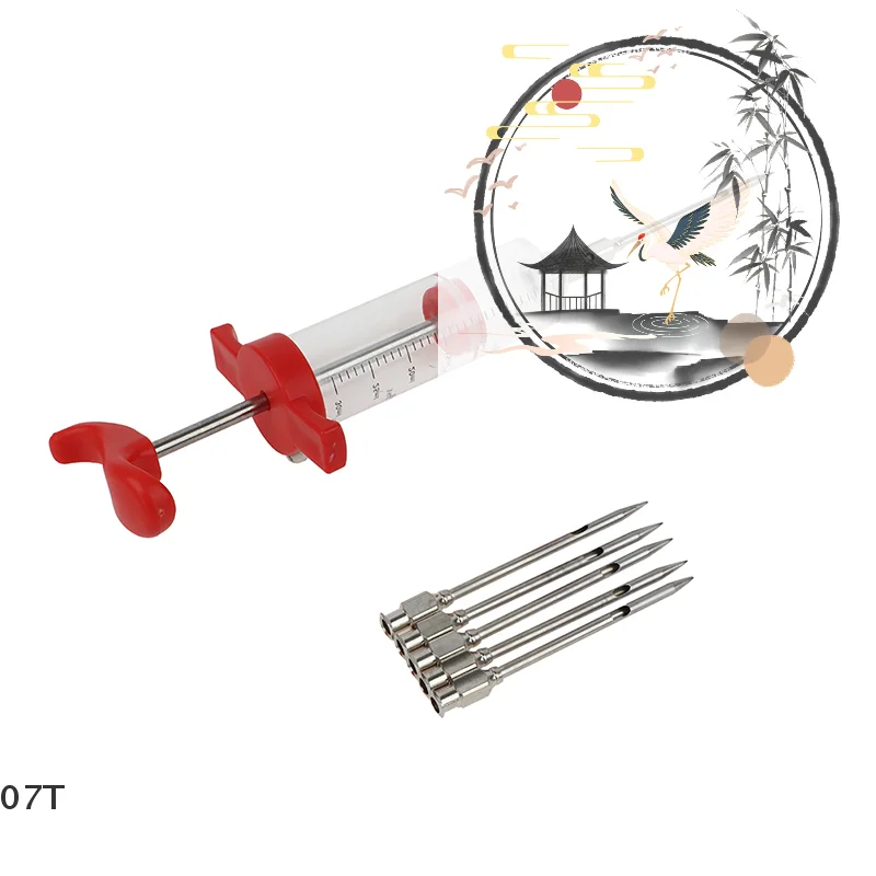 BBQ Meat Syringe Marinade Injector with Needles Turkey Syringe Sauce Injection