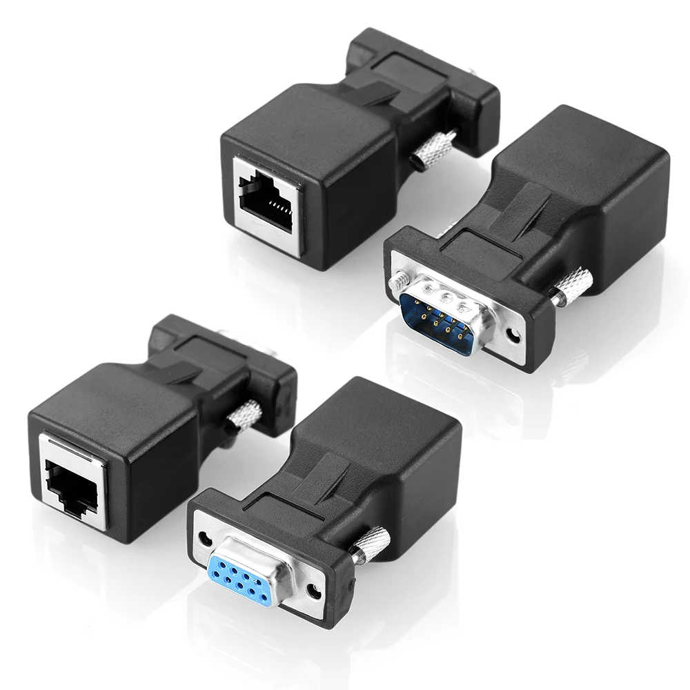 RJ45 to 9-Pin Female Adapter, RJ45 to DB9 Pin Male DB9 Female RJ45 to RS232 Network Port to Serial Port DB9 Pin