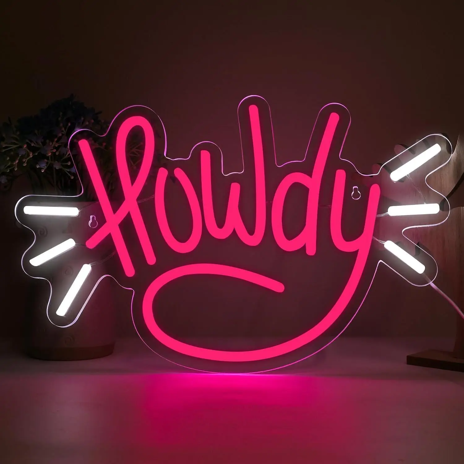 Howdy Neon Sign LED Light for Home Bar Party Decor USB Rechargeable Acrylic Wall Art Sign Western Style Welcome Sign Desk Gift