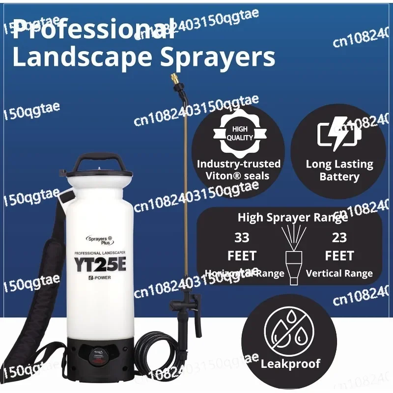 Sprayers Plus YT25E Battery Sprayer - 12V Lithium-ion with Viton Seals & O-Ring, Brass Wand & Nozzle & Shoulder Strap, 2 Gallon