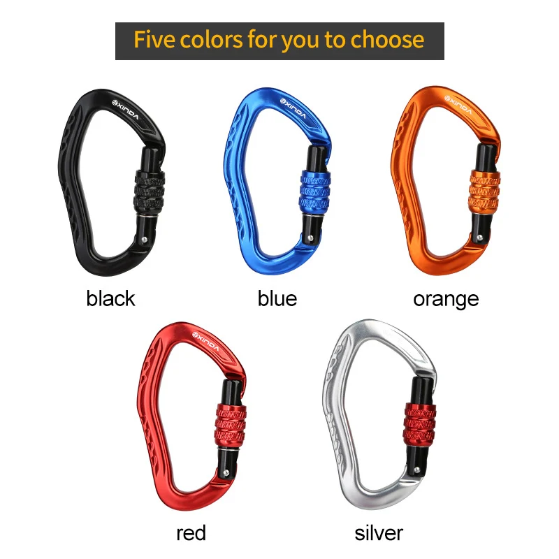 XINDA Outdoor Rock Climbing  Carabiner 22KN Safety Lock Aluminum alloy Spring-loaded Gate Buckle Survive Protective Equipment