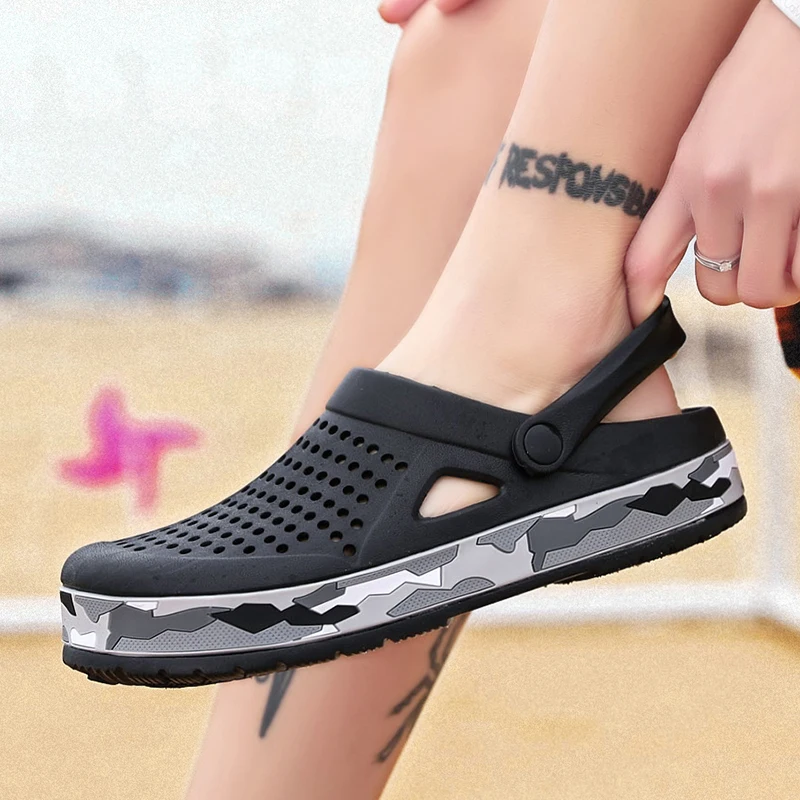 Summer Men Shoes Clogs Slippers Men Garden Flat Sandals Platform Sandals Man Water Shoes Male Sneakers Outdoor Home Slippers view 4