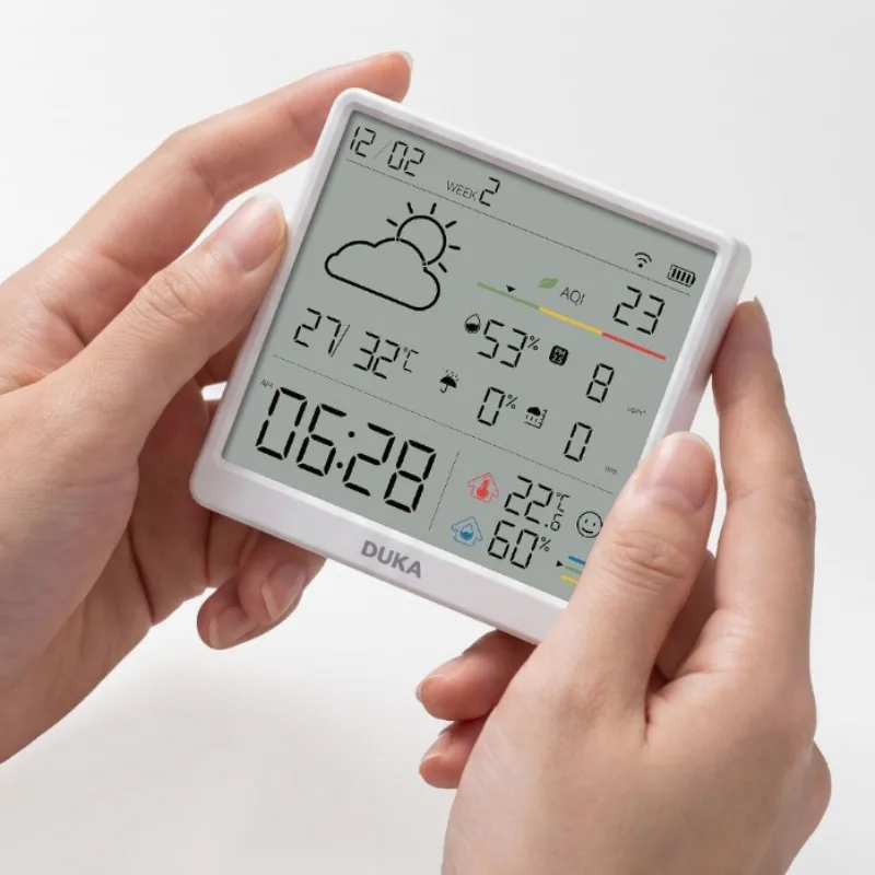 DUKA TH3PRO Wifi Smart Temperature Humidity Sensor Digital Hygrometer Thermometer Clock Indoor Weather Station Type C Charging
