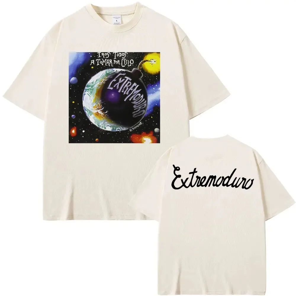 เสื้อยืดวงร็อค EXTREMODURO ทัวร์ทั่วโลก ลายเมอร์คาห์ สำหรับผู้ชายและผู้หญิง สไตล์ฮาราจูกุ สตรีทแวร์ ฮิปฮอป ทรงหลวม สบายๆ ผ้าฝ้าย โอเวอร์ไซส์