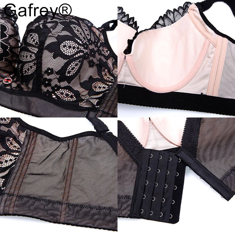 Gafrey Push Up Bra Women's Lace Underwire Bras Adjusted-strap Plus Size Brasserie with Padded Bra 36/80 to 50/115 CDE UnderWire image 4