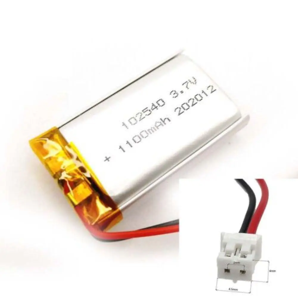 3.7V 1100Mah 102540   Batería de polímero de litio de iones de litio 2,0 JST de 2 pines para carga de energía, reloj inteligente, DVD, tableta, MP3, MP4