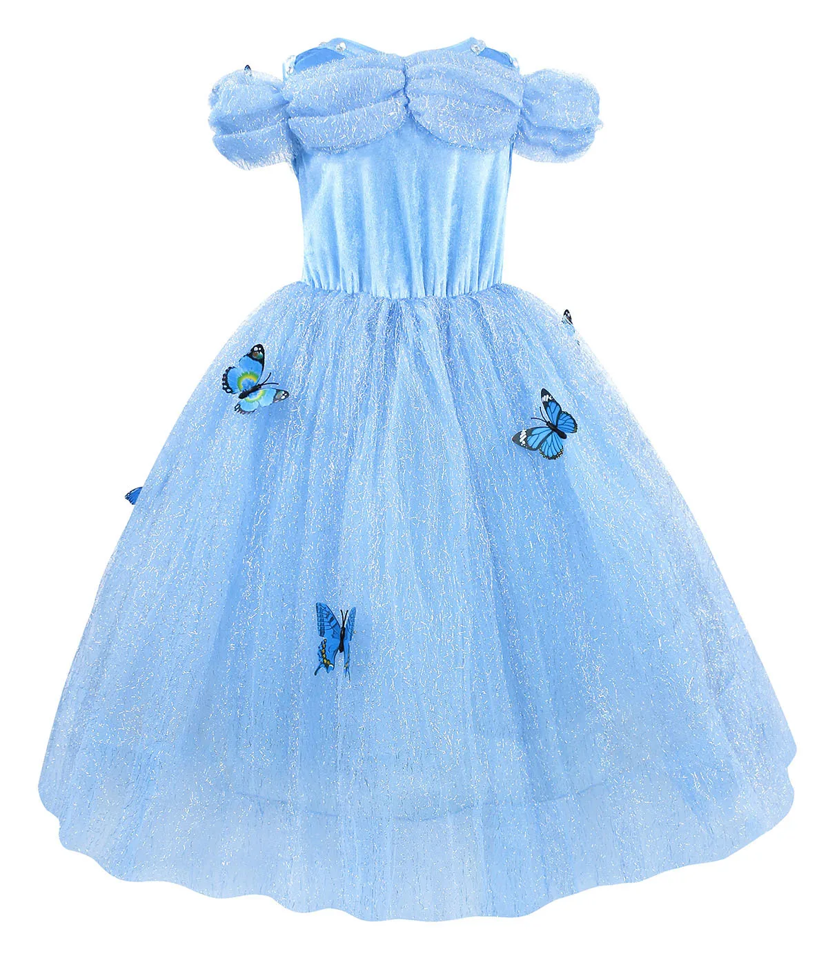 Cinderella Cosplay Costume Kids LED Light Dress Up Clothes for Girls Sequins Princess Dress Crown Glove Birthday Party Ball Gown