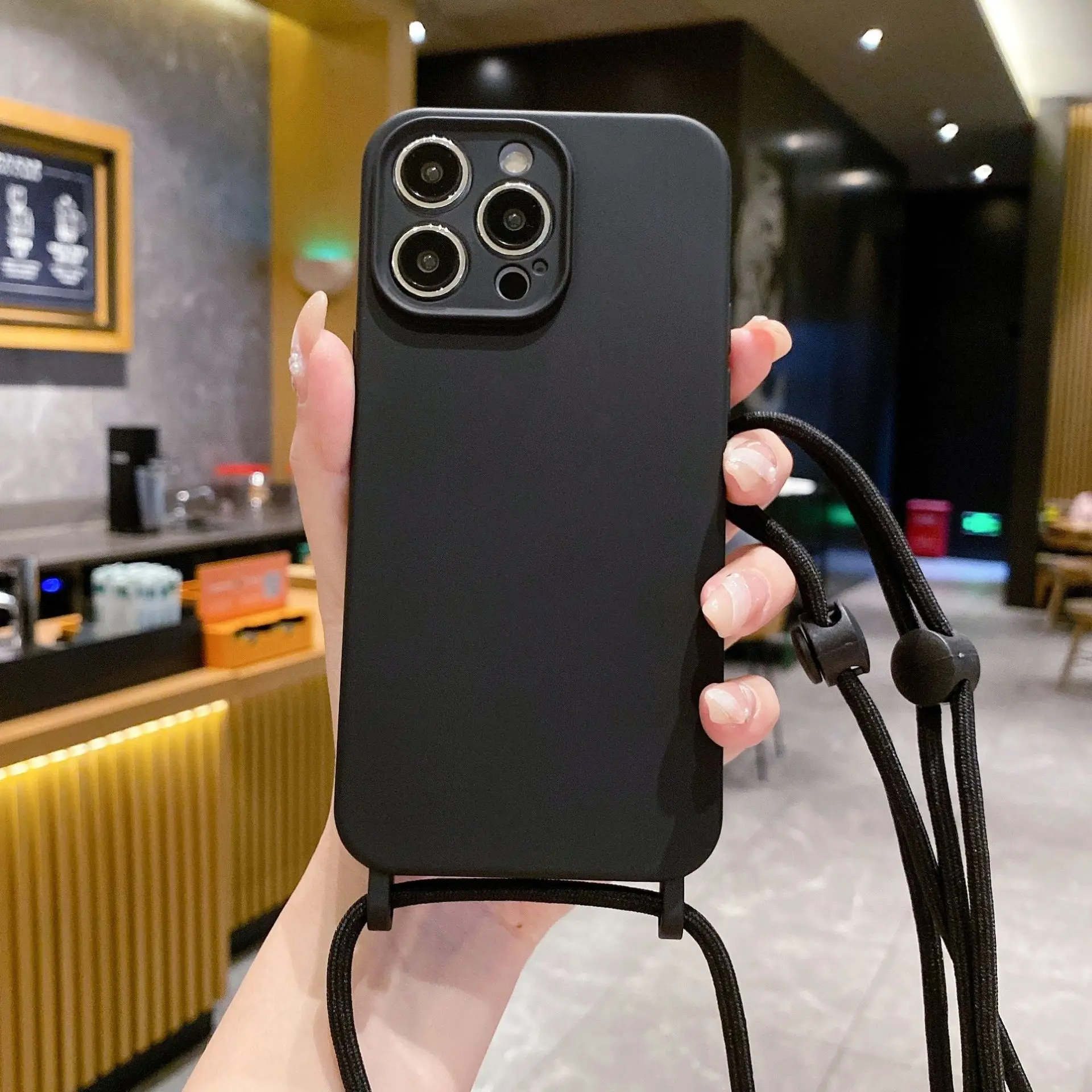 ينطبق على iphone16pro الحبل حالة الهاتف المحمول crossbody xs حالة السائل 7p سيليكون xr أبل شامل 11 #6