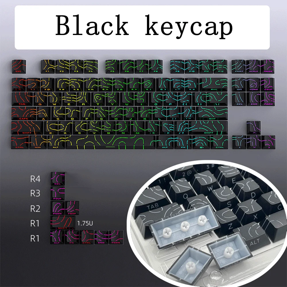 Super Contour Stripe Light PBT-Tastenkappen für mechanische Tastaturen, Cherry-Höhe, Tastenkappen für 61/68/75/84/87 Tasten, Gaming-Tastatur – Detail 13