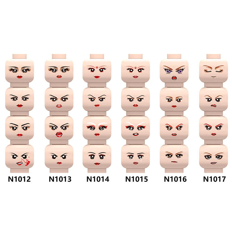 MOC City Figures Face Head Expression Cry Cute Soldier Injured Accessories Building Blocks Boy Girl DIY Parts Bricks Toys Gifts