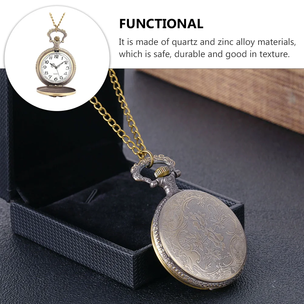 

Retro Rose Necklace Pocket Watch Quartz Movement Lightweight Vintage Jewelry Decorative Chain Watch For Women Men Mini Portable