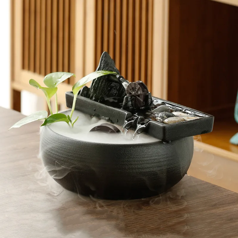 

Pet Waterer Dispenser,Drinker for Cat Water Fountain,Ceramic Indoor Decor,Waterfall Desktop,Atomization Landscape Decor Pet Bowl