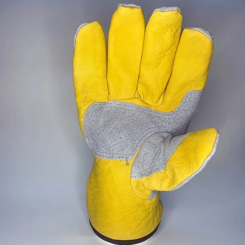 Gants de travail en cuir avec poignée flexible, mitaines de jardinage résistantes en cuir de vachette, coupe du bois, construction, conduite de camion, jardin, travail de cour