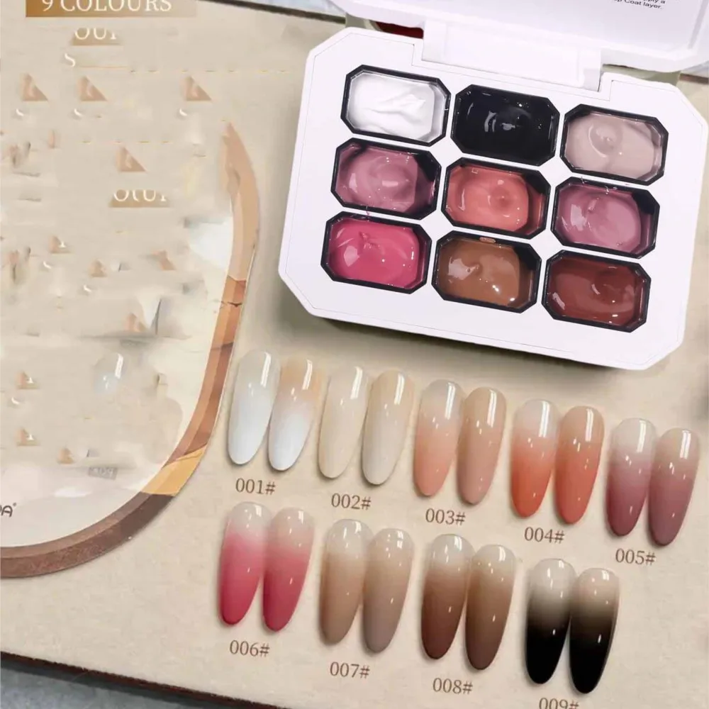 

9-цветный гель-лак для ногтей с градиентной живописью телесного цвета, розовый, белый, красный, коричневый, черный, гель-лак с эффектом омбре, осень и зима, УФ/светодиодная краска Pat Paint