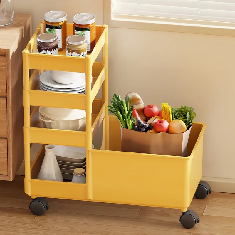 Tableside Cabinet Storage Rack Mobile Multi-layer Vegetable Basket Household Snacks Toys Small Cart Creative Storage 트롤리카트