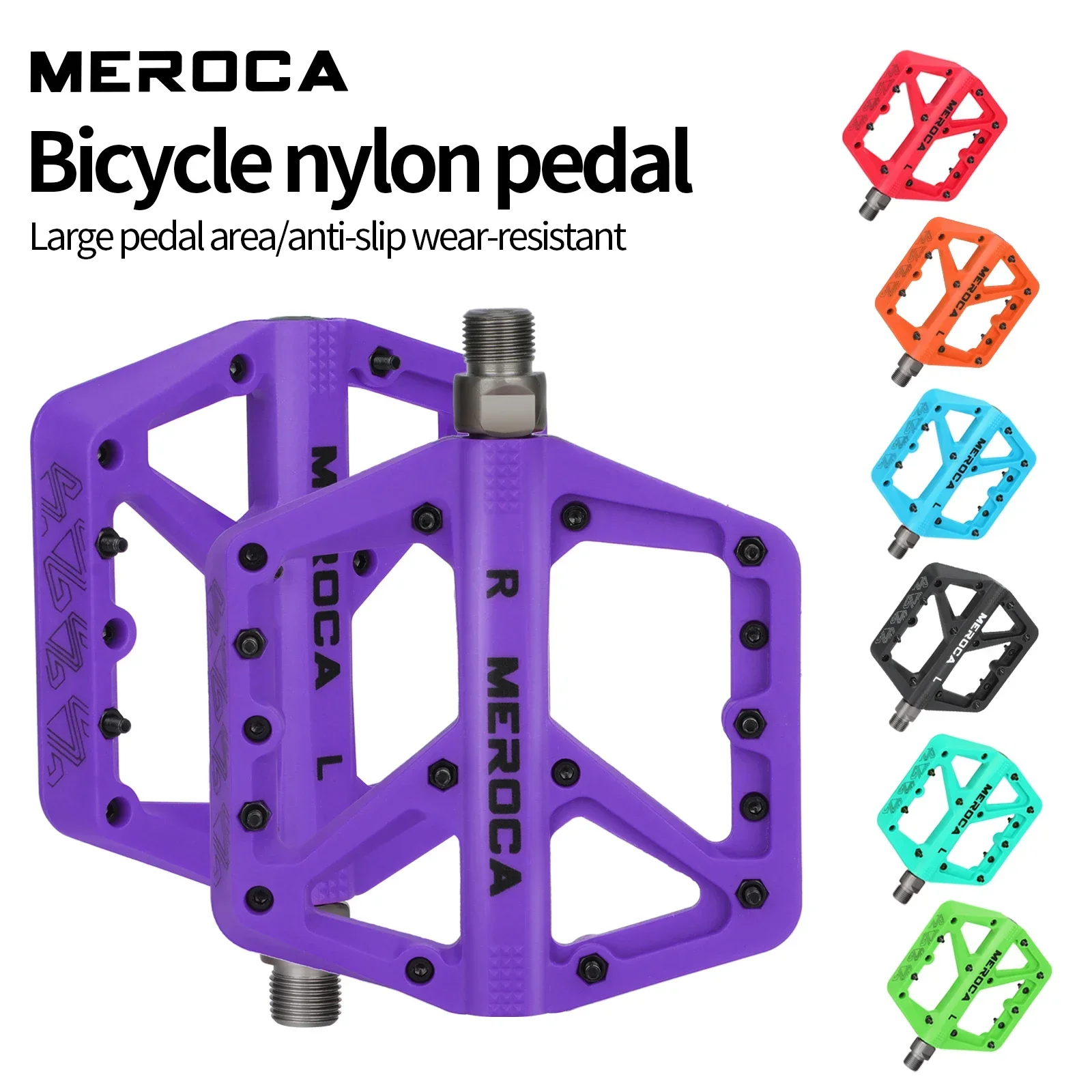 

MEROCA C579 High Strength Anti Slip Bicycle Pedal Nylon Pedal Widened Large Tread Durable Design for Mountain Bike Pedal