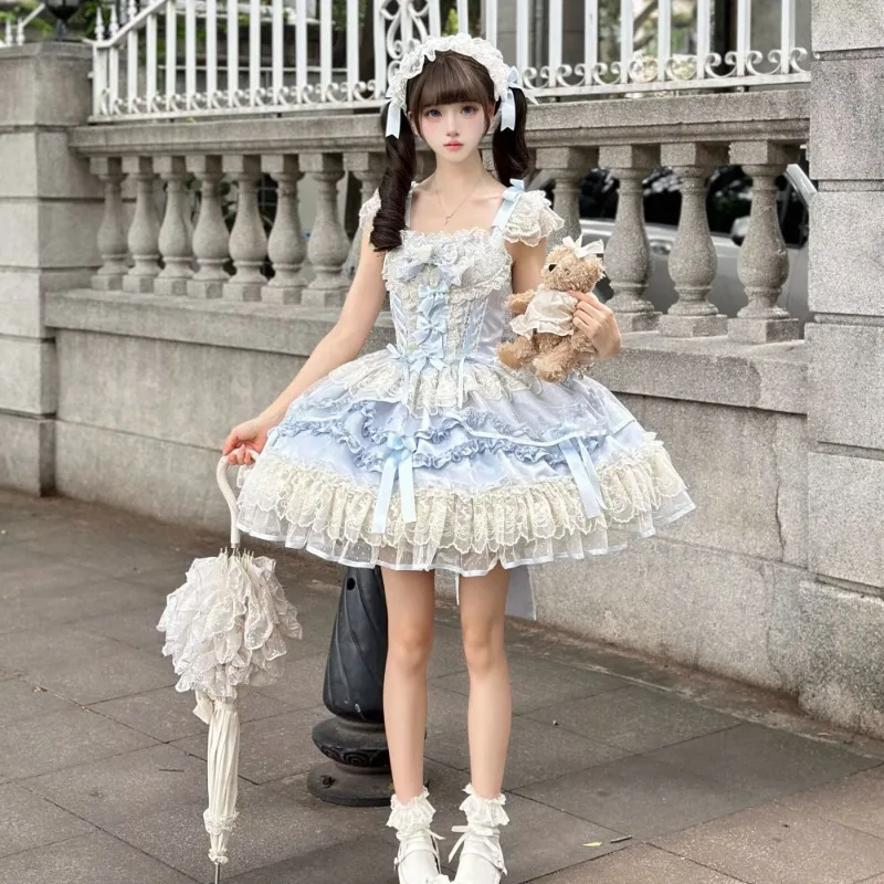 Abiti Lolita di alta qualità per ragazze Kawaii Design originale Nuovo stile balletto JSK Abito con cinturino Morbido regalo per costumi cosplay per ragazze