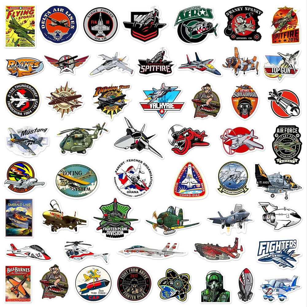 10/30/50pcs Cartoon Cute Airplane Warplane Graffiti Stickers Kids Toys Laptop Skateboard Phone Car Decoration Waterproof Sticker