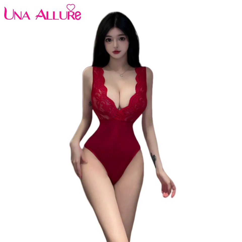 

Ladies Lingerie Set with Embroidered Hollow Lace Patterns Lace Lencerias Sexy Costume Play Body Suit