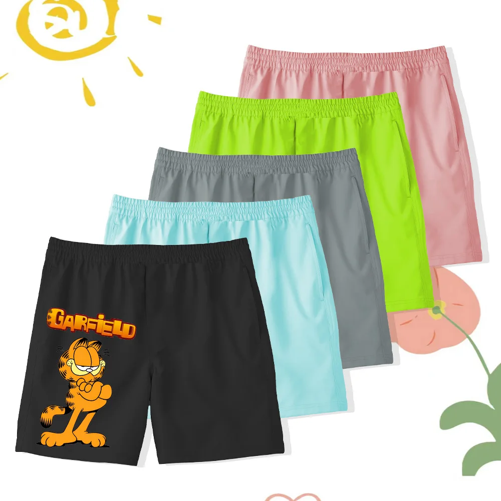 Refreshing children's beach pants Comfortable Garfield pattern print children's fun fresh color design fun emojis happy play no