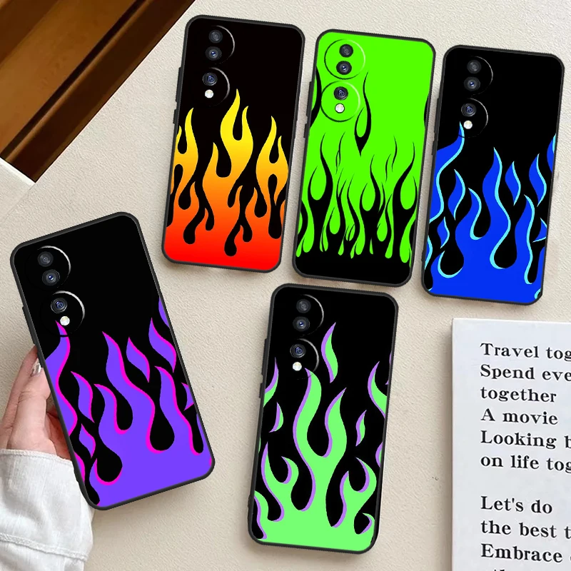 Blue Red Flame Fire Phone Case For Honor 90 70 50 Lite Magic 5 6 Pro X6 X7 X8 X9 X6a X7a X8a X9a X8b X9b Cover