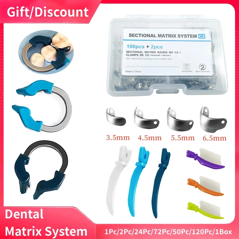 

Dental Matrix Bands NITI Metal Matrices Clamp Ring Sectional Contoured Matrix System Dental Wedges Matrix Wedge Knife Dentistry