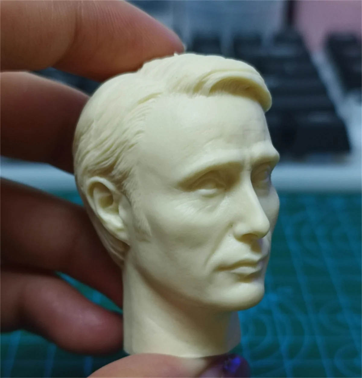 Mads Mikkelsen 1/6 Scale Male  Head Sculpture Carving 1:6  Actor Singer Unpainted Model Fit 12''  BJD Action Figure  Toys