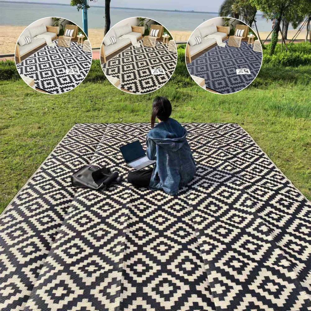 

Outdoor Rugs Double Sided Waterproof PP Plastic Straw Patio Carpets for Camping Outside Foldable Alfombra 바닥매트 Декор В Комнату