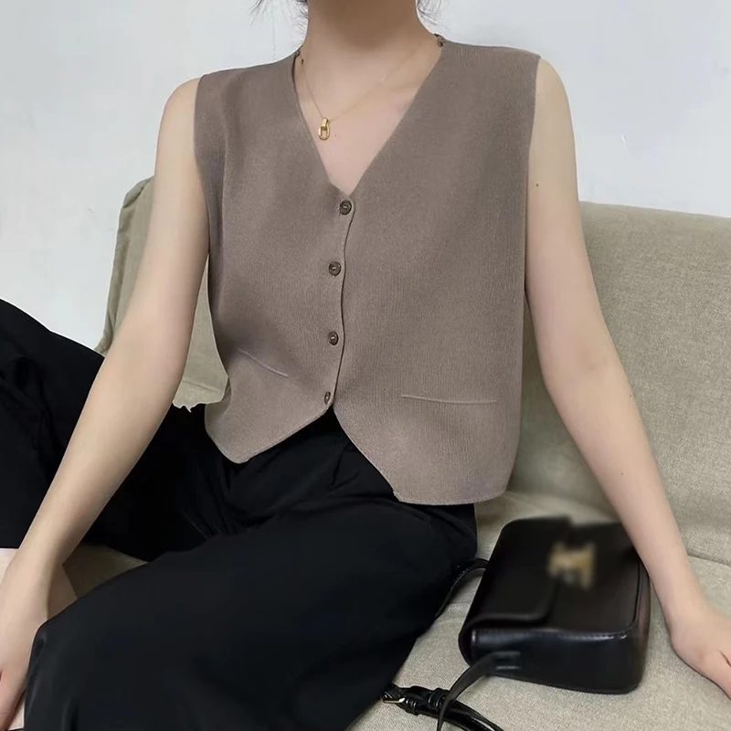 

Укороченный жилет, женский жилет на пуговицах, топы, ВИНТАЖНЫЕ пальто без рукавов с V-образным вырезом, верхняя одежда, куртка, повседневный укороченный топ для отпуска