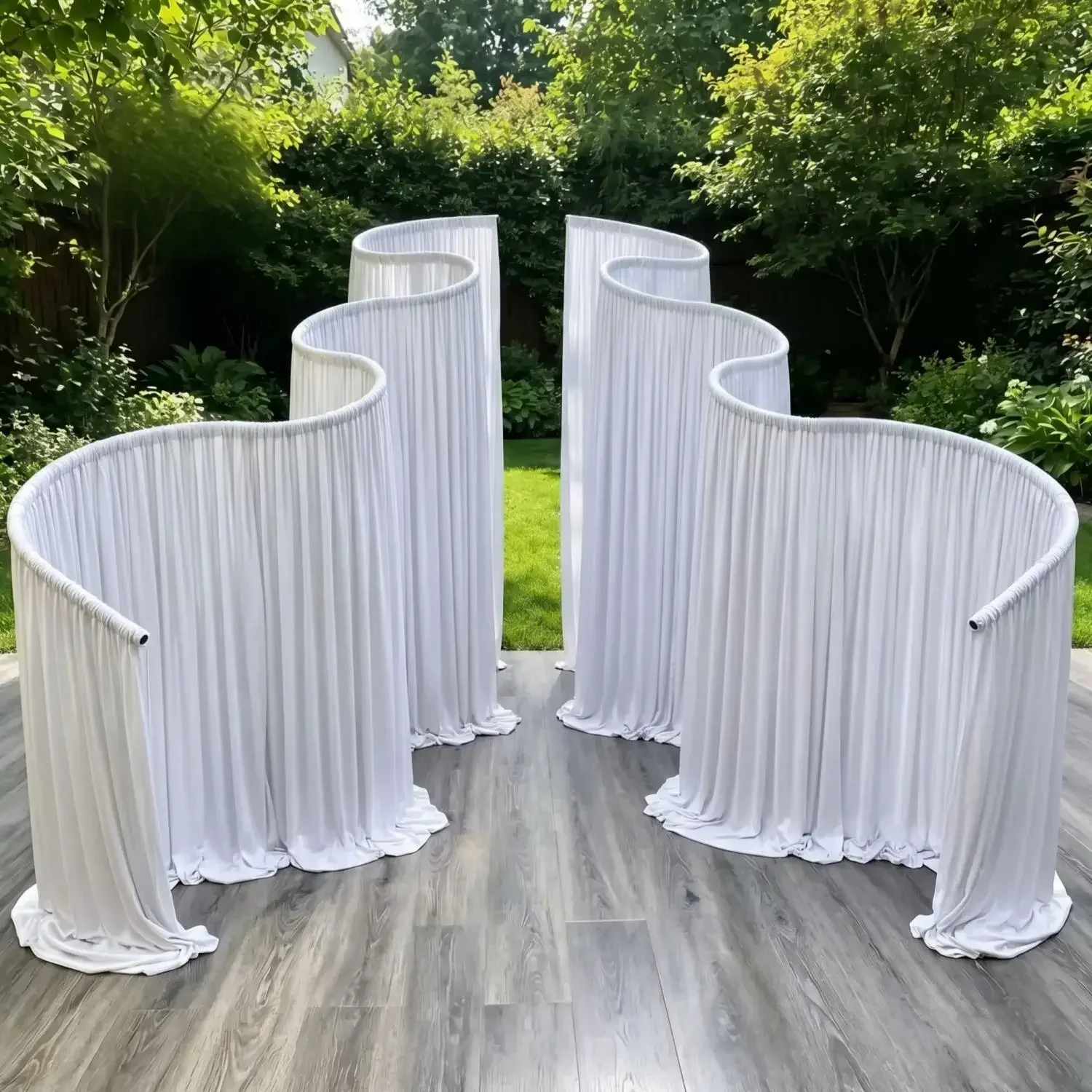 3D Wellenförmiger Hochzeits-Hintergrundständer S-förmiger Gebogener Metallbogen-Rahmen für Vorhänge Blumen Outdoor Strand Zeremonie Party Fotobox Dekoration – Detail 4