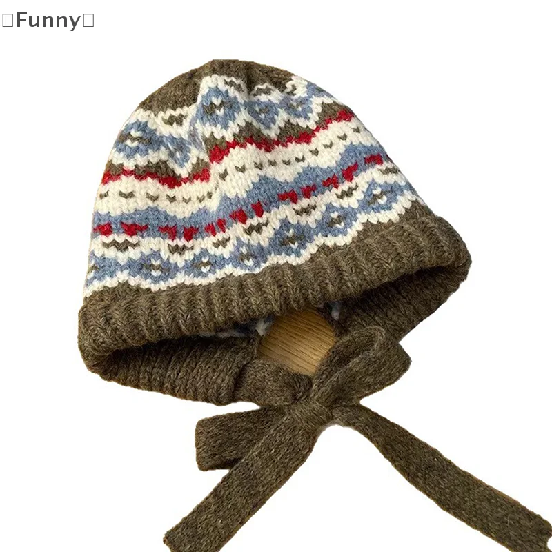 여성용 니트 모자 울 혼합 레트로 울 모자 따뜻하게 유지하는 빅 헤드 사이즈 방한 모자 남성용