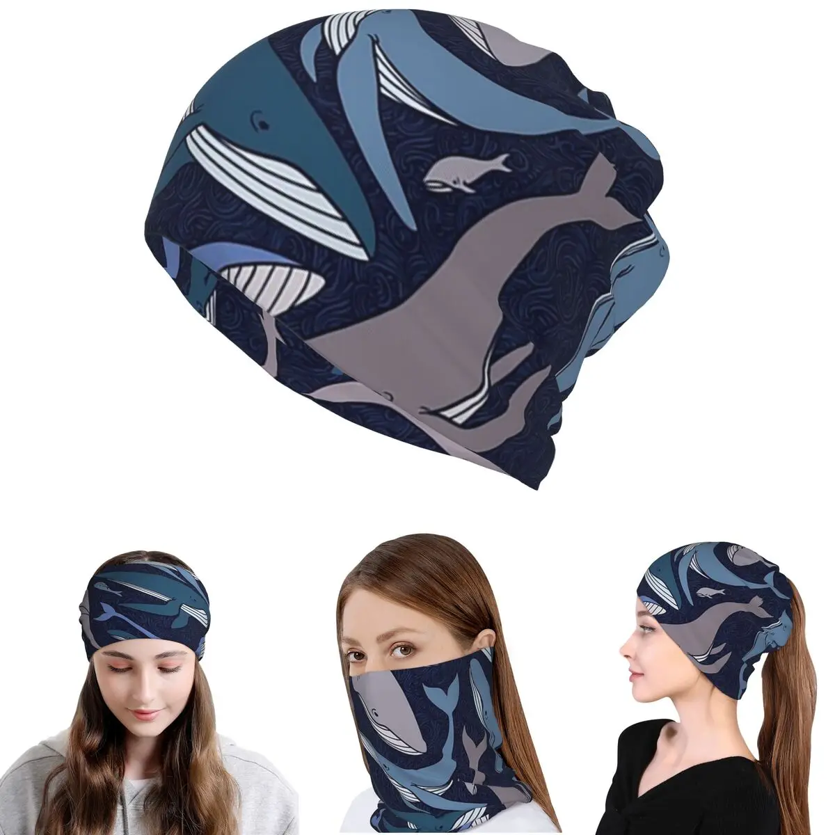 

School Of Whales Bandana Neck Gaiter Mask Scarf Warm Face Mask Beanies Hat Unisex Adult Washable