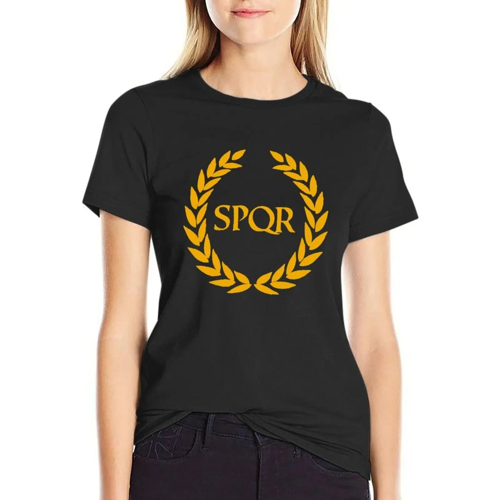 

SPQR logo high quality T-Shirt customizeds funnys female tight shirts for Women