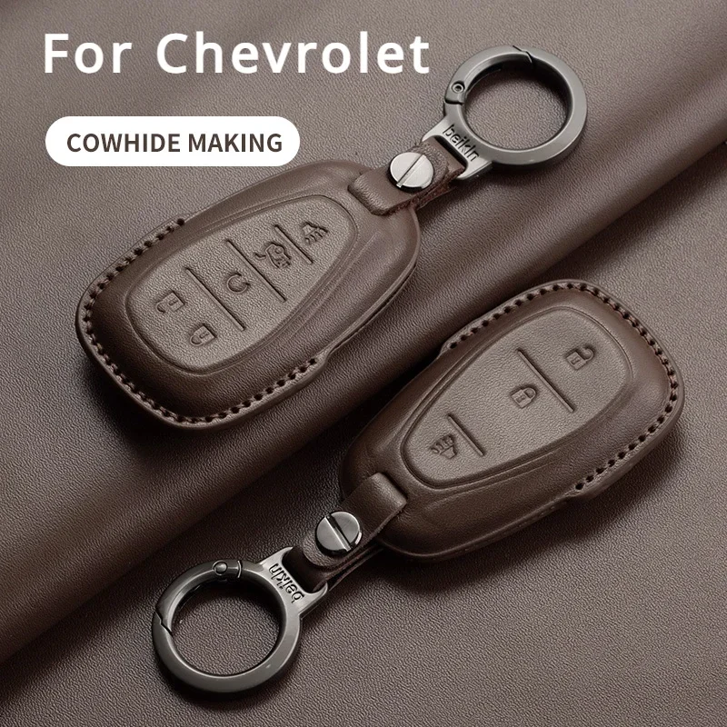 Funda de cuero para llave de coche, funda con soporte, carcasa para llavero para Chevrolet 2017 2018 2019 Malibu Camaro Cruze Traverse Sonic Volt Equinox