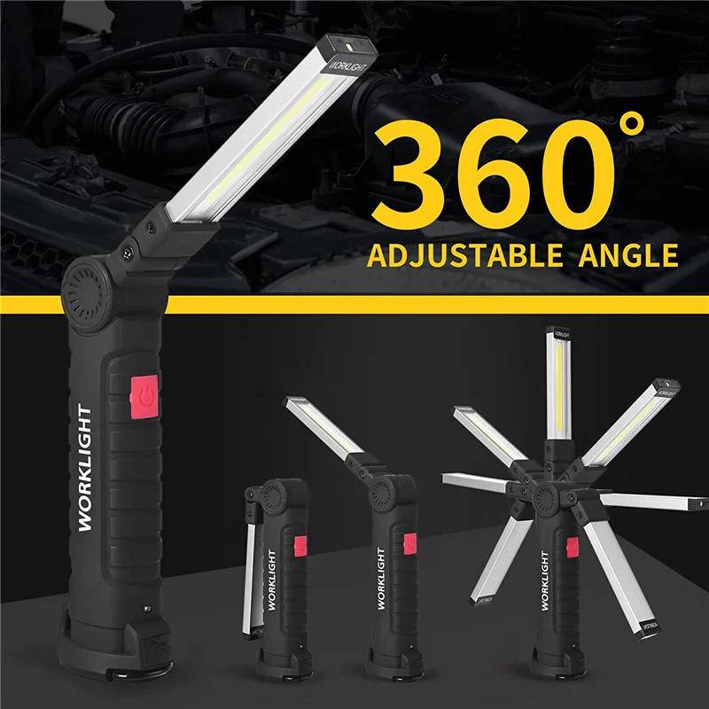 Portable Fold LED Flashlight Strong Magnet COB Working Light Type C Rechargeable Outdoor Camping Emergency Lantern view 3