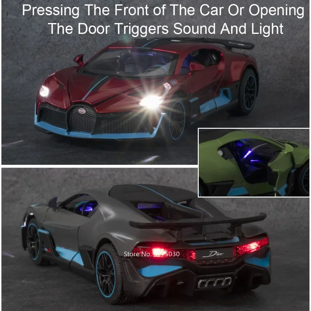 1:32 DIVO Bolide Modele Samochodów Metalowe Odlewane Zabawki Światło Muzyka Supercar Koła Napędzane Ciągnięciem Samochody Sportowe dla Chłopców Dekoracje Prezenty