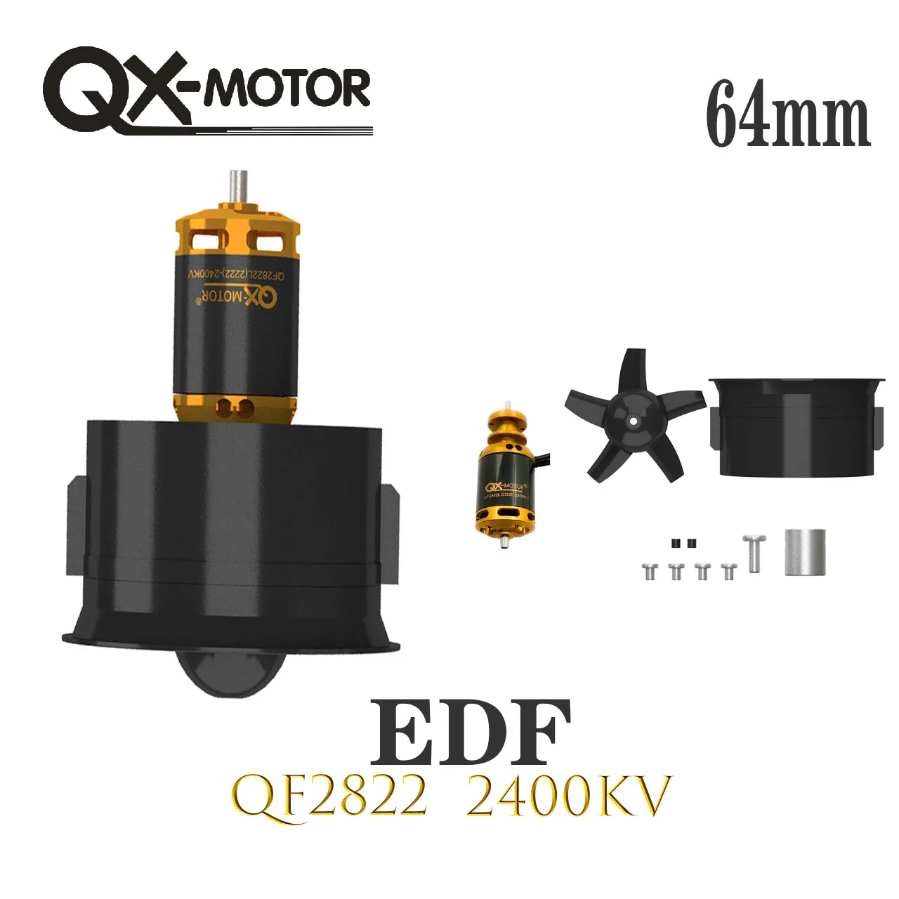 QX-MOTOR 64mm 5 ostrzy QF2822 (2222)- 2400KV bezszczotkowy silnik EDF z 40A 6s ESC dla zdalnie sterowanego samolotu RC części do zabawek