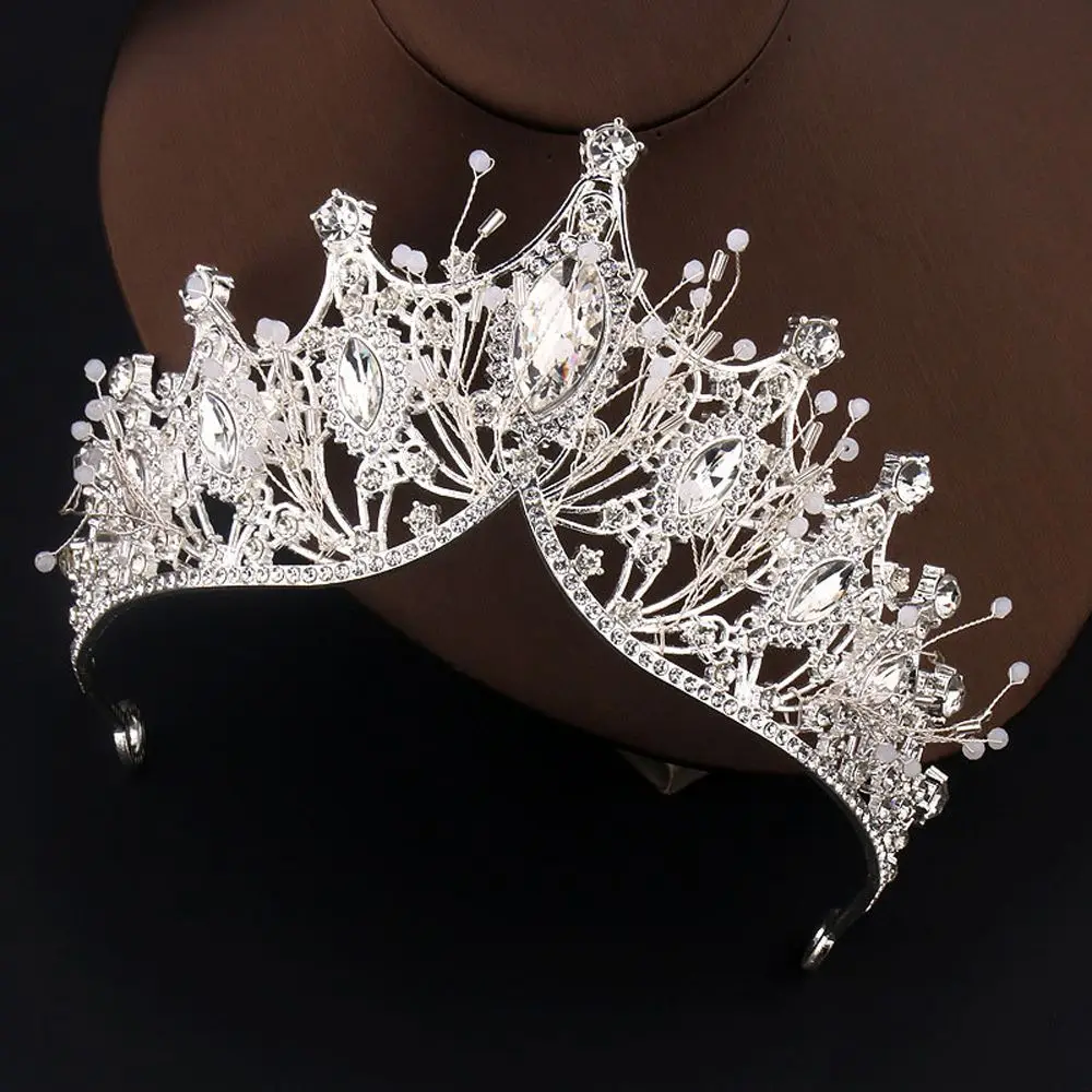 Bar Mitzvah Wedding Girls Gift Hair Jewelry Alloy Bridal Crowns Women Hair Hoop Baroque Crystal Tiara Black Rhinestone Crown