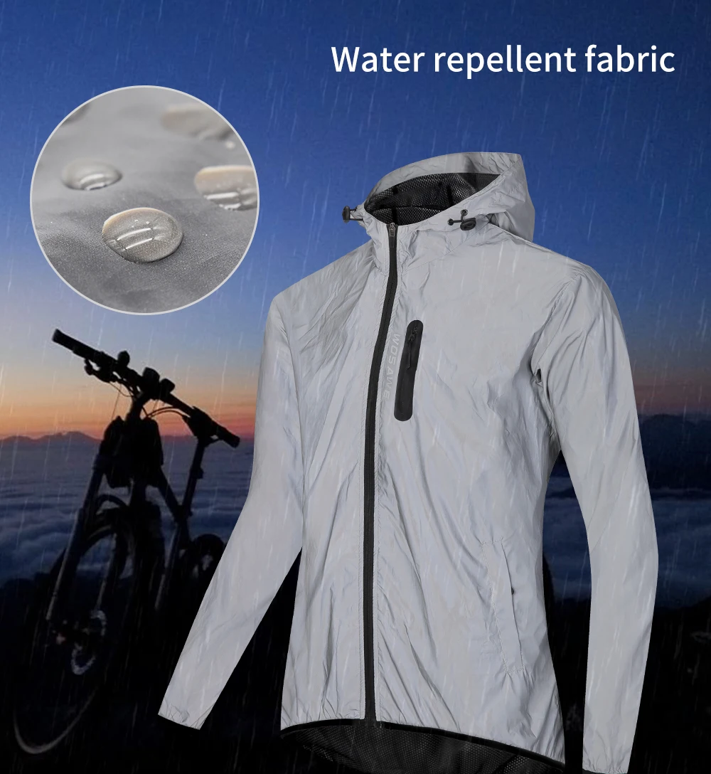 WOSAWE Autumn Winter Men Reflective Jacket Reflect Motorcycle Jacket Men /Women Waterproof Windbreaker Hoodies