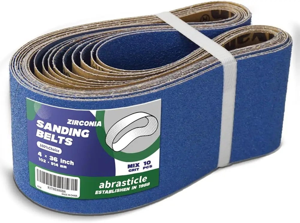

4x36 Inch Zirconia Sanding Belts for Metal Grinding, 10 PCS Assorted Grits 40/60/80/120/240, Ideal for Polishing and Derusting
