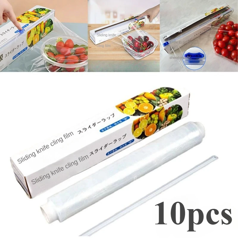 Slider Cling Film Food Grade Slider Convenient Cutting Large Roll Kitchen Household Cutting Box Economical and Practical Set