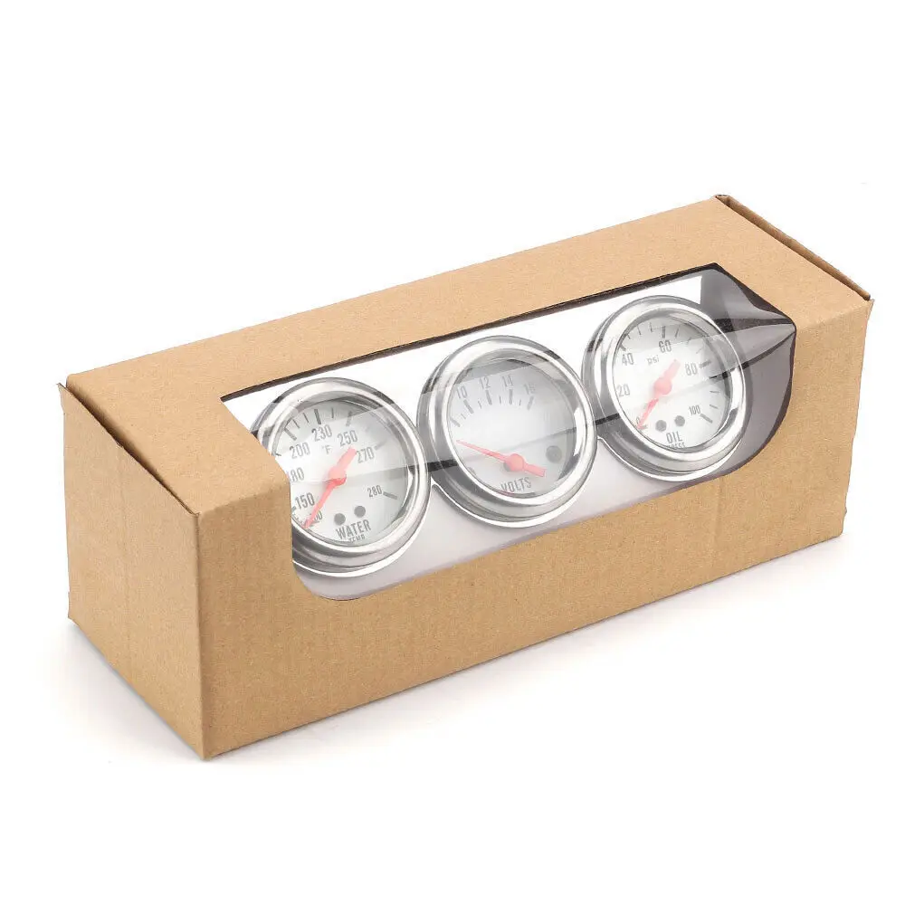 Description Report Item  SPECIFICATION: Color: White Face, Red Pointer, Chrome Panel Type: Mechanical 3 in 1 Set: Volt Meter + O