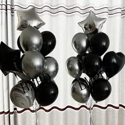 1 Set Air Helium Silver Black Star Foil Balloons Birthday Wedding Party Decorations 32 Inch Black Number Balloon Party Supplies