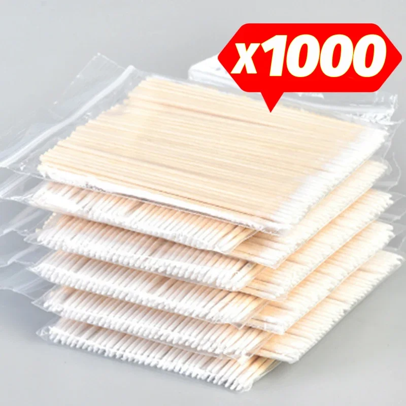 7CM Pointed Single Head Wood Cotton Swab Cleaning The Ears Eyebrow Lips Eyeline Tattoo Multifunctional Disposable Cotton Sticks